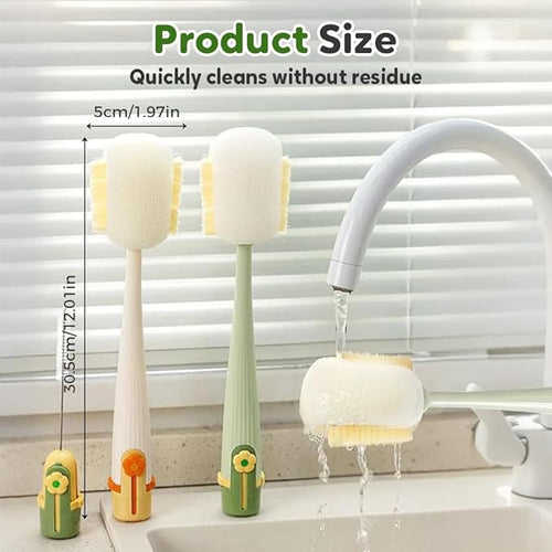 5 in 1 Bottle Cleaning Brush, Multifunctional Water Bottles Cleaner Brushs Portable Bottle and Lid Cleaning Brush Tool, Straw Cleaner Brushs for Bottles Tumblers Glass Cups (1, Green)
