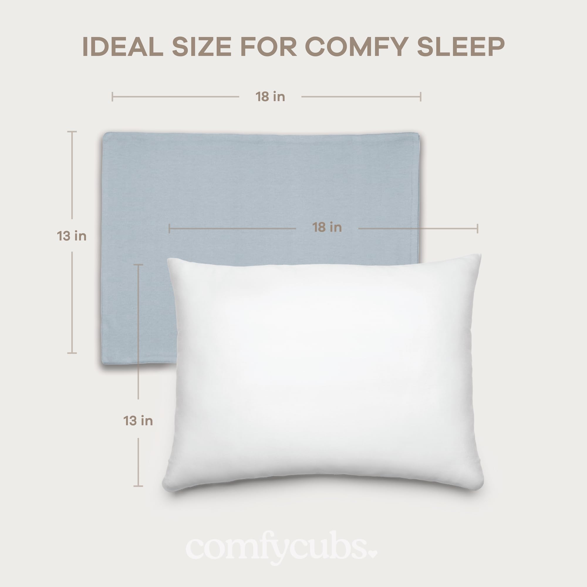 Comfy Cubs Toddler Pillow with Cotton Pillowcase, 13 x 18 in, 2 Pack - Lightweight, Breathable Microfiber Fill for Sleeping and Travel - Soft & Cozy Small Pillow for Toddler - Pacific Blue