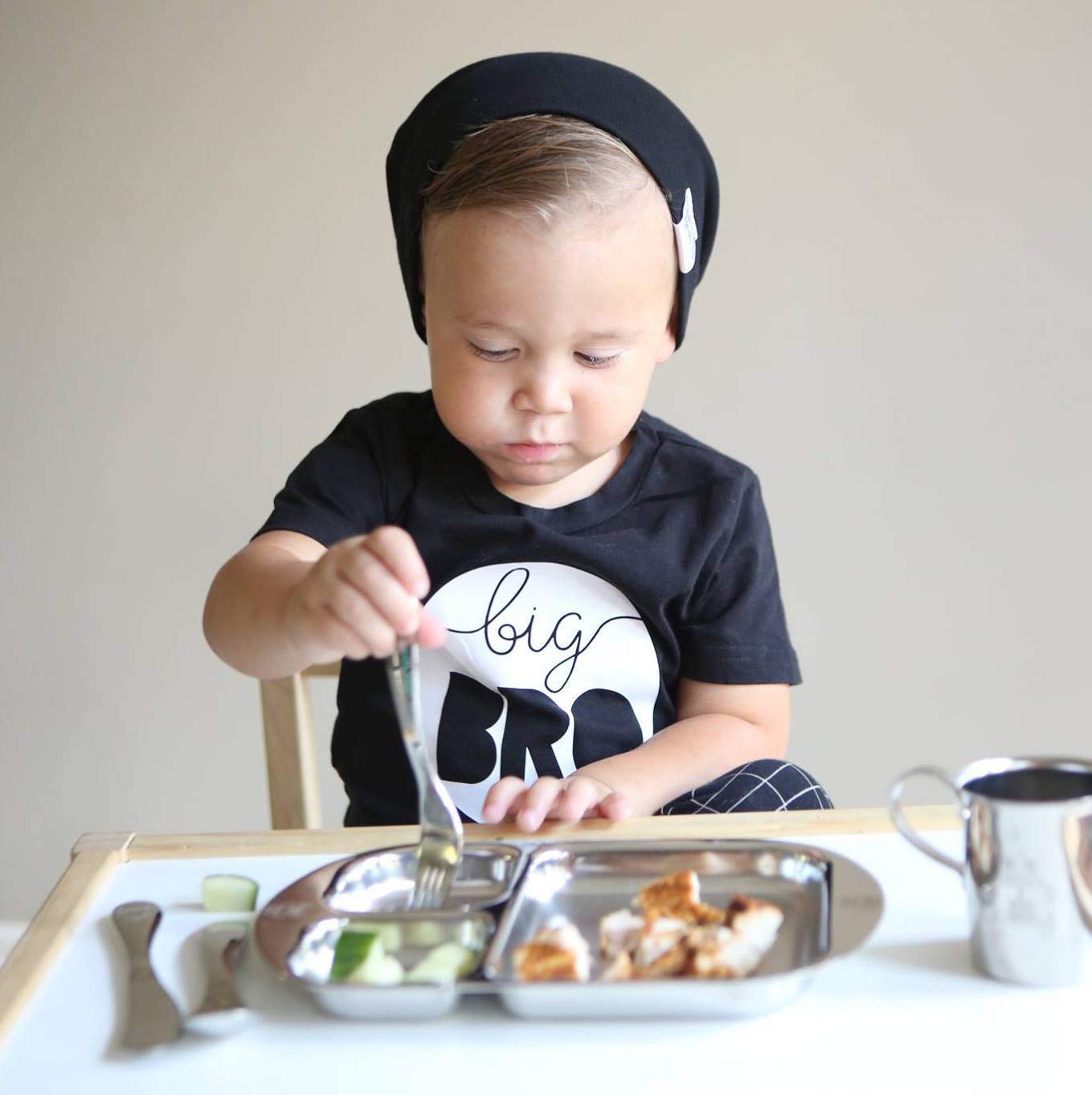 Children's Premium Stainless Steel Dinnerware Set | 1 Bowl with Handles, 1 Cup with Handle & 1 Divided Plate | Education Series | Ideal for Babies, Toddlers & Kids | by Kiddobloom