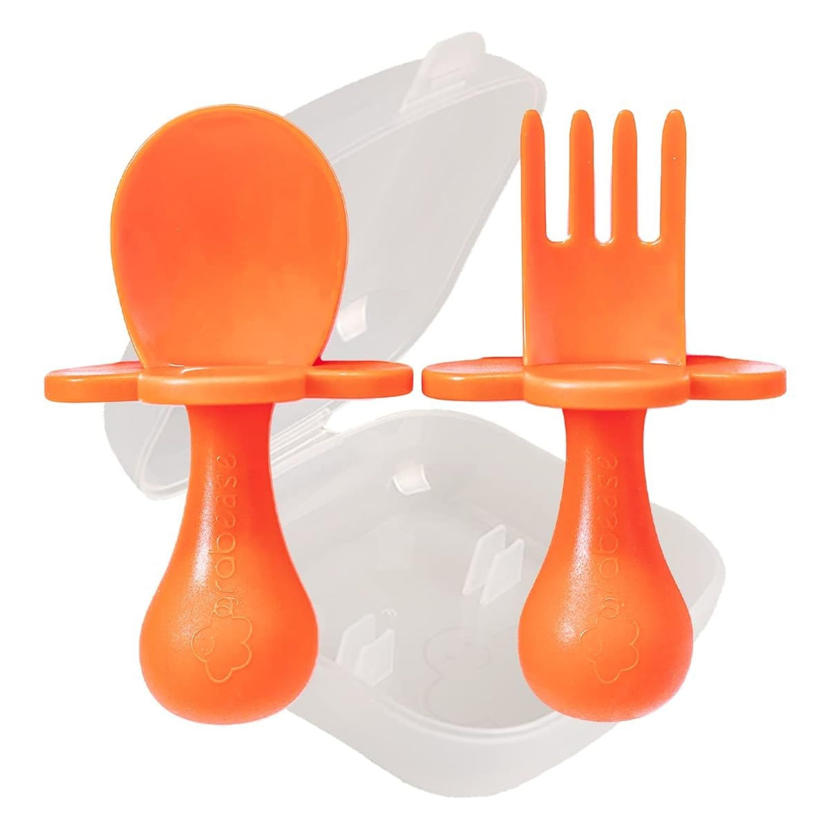Grabease Baby Feeding Utensils Set - Travel Case for To-Go Toddler Containers - Choke-Guard for Baby Led Weaning Forks - Dishwasher Safe Toddler Spoon - Plastic, Blush, Pack of 1