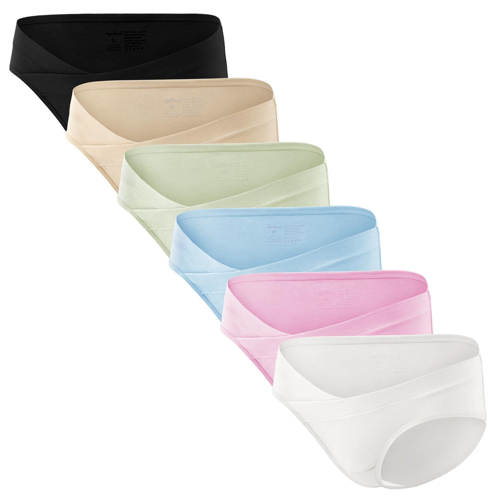 Angelhood 6 Pack Womens Cotton Maternity Underwear,Healthy Maternity Pregnancy Panties Postpartum Mother Under Bump Underwear XX-Large