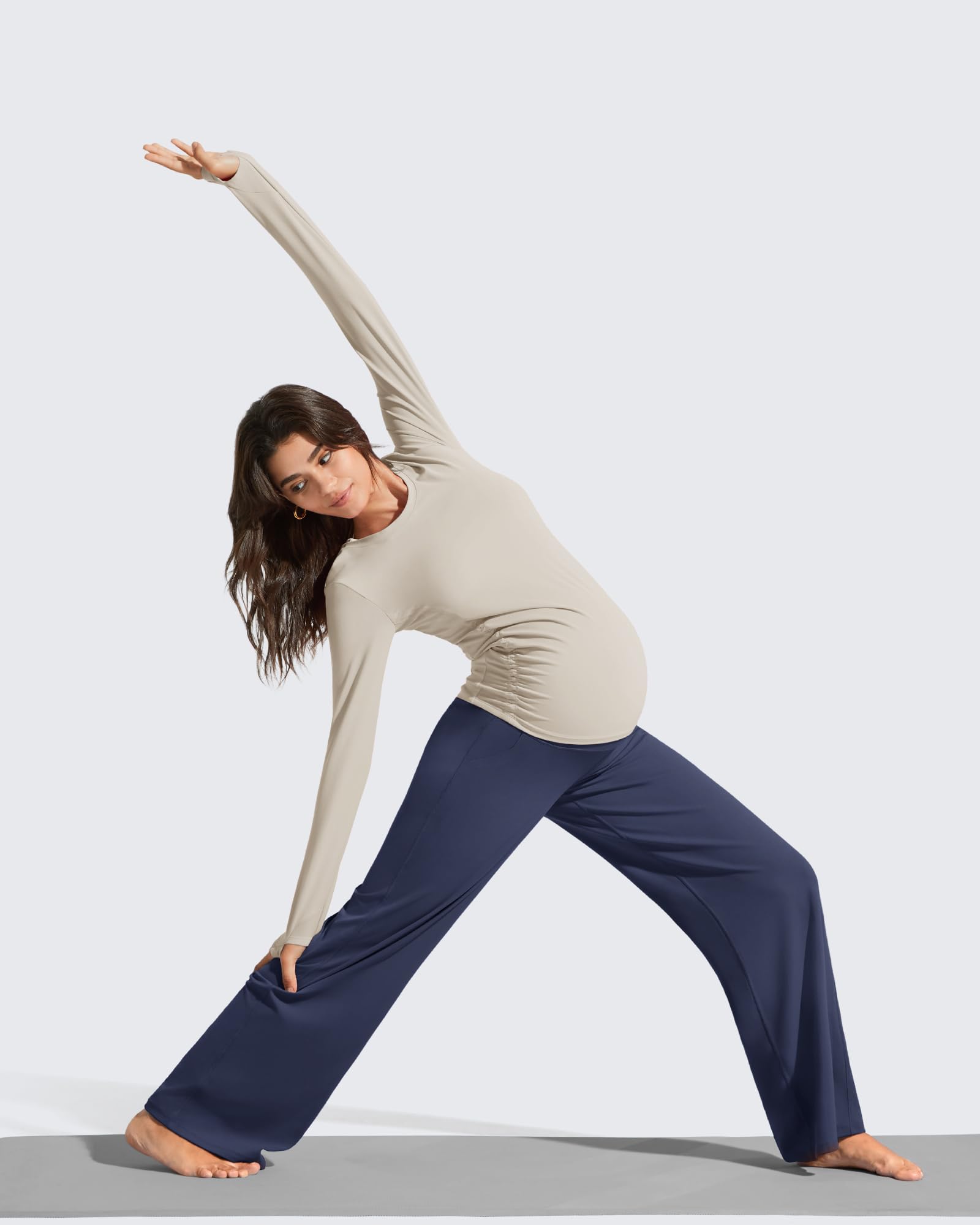 G4Free Maternity Work Clothes Pregnancy Pants for Yoga,Royal Blue,S,Tall