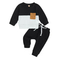 Fufuriprefer Toddler Baby Boy Fall Clothes Waffle outfit Long Sleeve Top Jogger Pant Set (Black White, 2-3T)