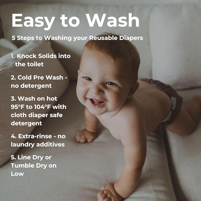 Nora's Nursery Cloth Diapers 7 Pack with 7 Inserts & 1 Wet Bag - Waterproof Cover, Washable, Reusable & One Size Adjustable Pocket Diapers for Newborns and Toddlers -Geared up