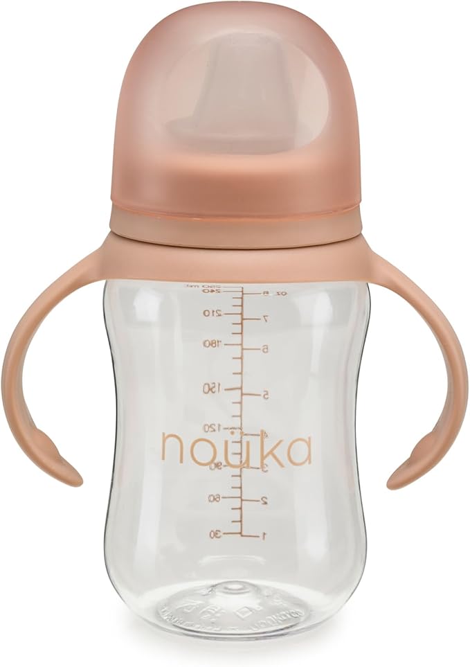 nouka Soft Spout Tritan Sippy Cup | Leak Proof and Easy Grip | Removable Handles | Soft Blush