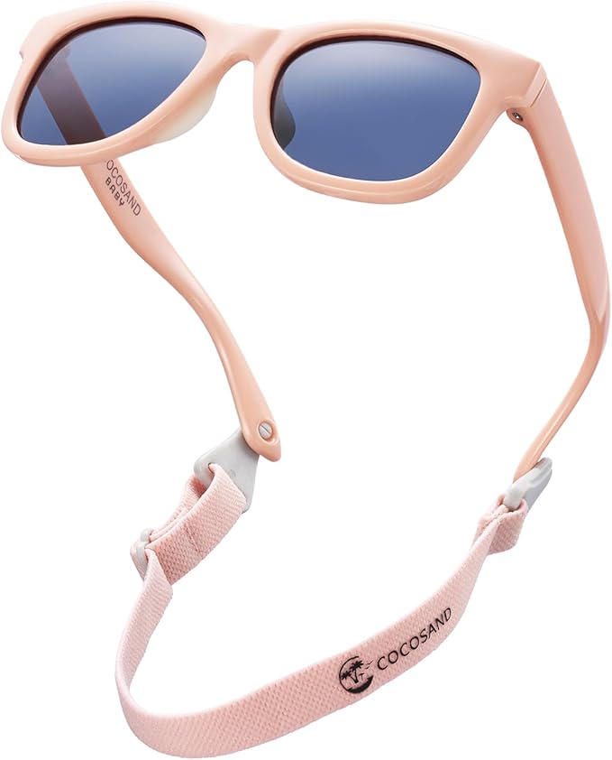COCOSAND Flexible Baby Sunglasses with Strap Polarized UV Protection for Toddler Infant Newborn Boy Girl Age 0-24 Months