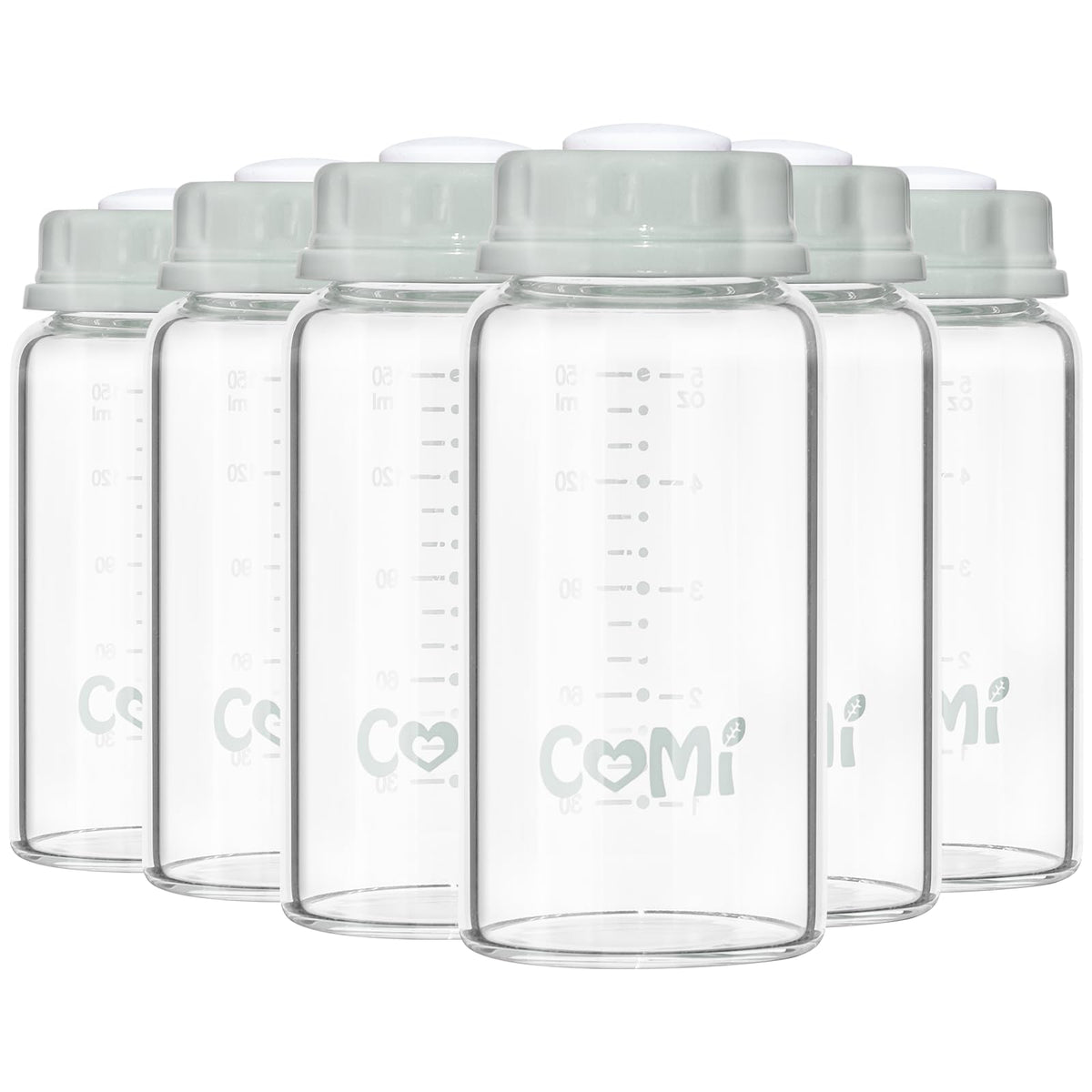 COMI Natural Glass Baby Bottle,Standard Neck Breastmilk Storage Bottle for Fridge,Breast Milk Container,Breast Pump Bottle Compatible with Medela Breast Pump,BPA Free,4PCS (5oz, 2 Gray+2 Pink)
