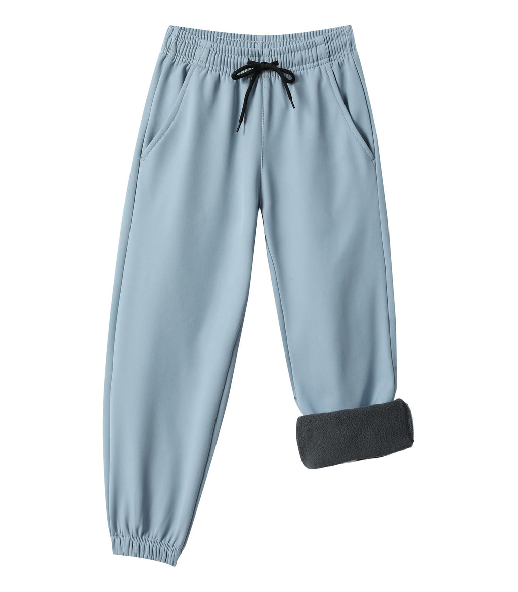 XiaoLongRen Toddler Fleece Lined Warm Joggers for Baby Boys Girls Water Resistant Thermal Winter Sweatpants Kids Hiking Pants(ToddlerSnowPants317-BlueGray4T)
