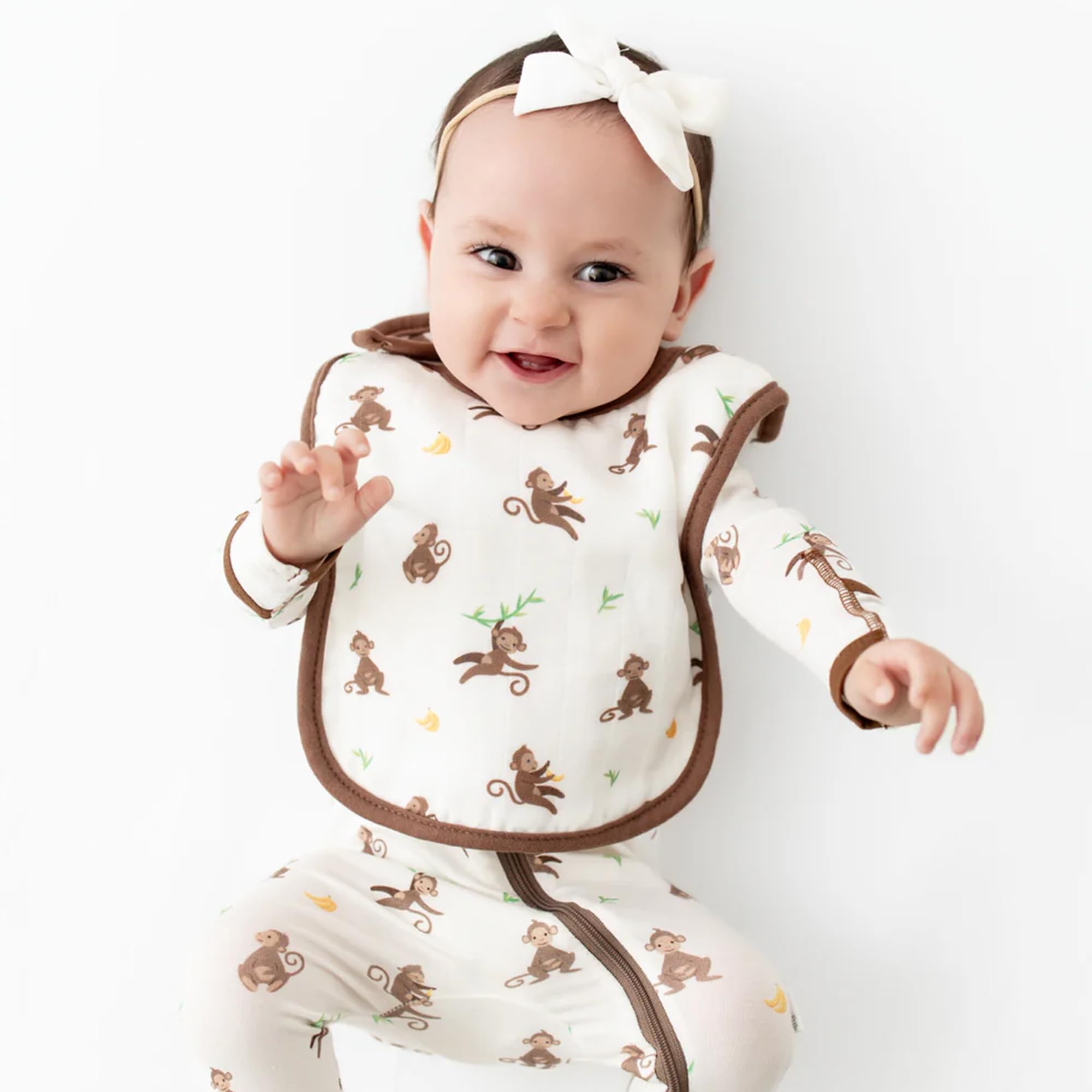 Bamboo Little Soft Baby Footie Pajamas, Monkey, 6-9 Months
