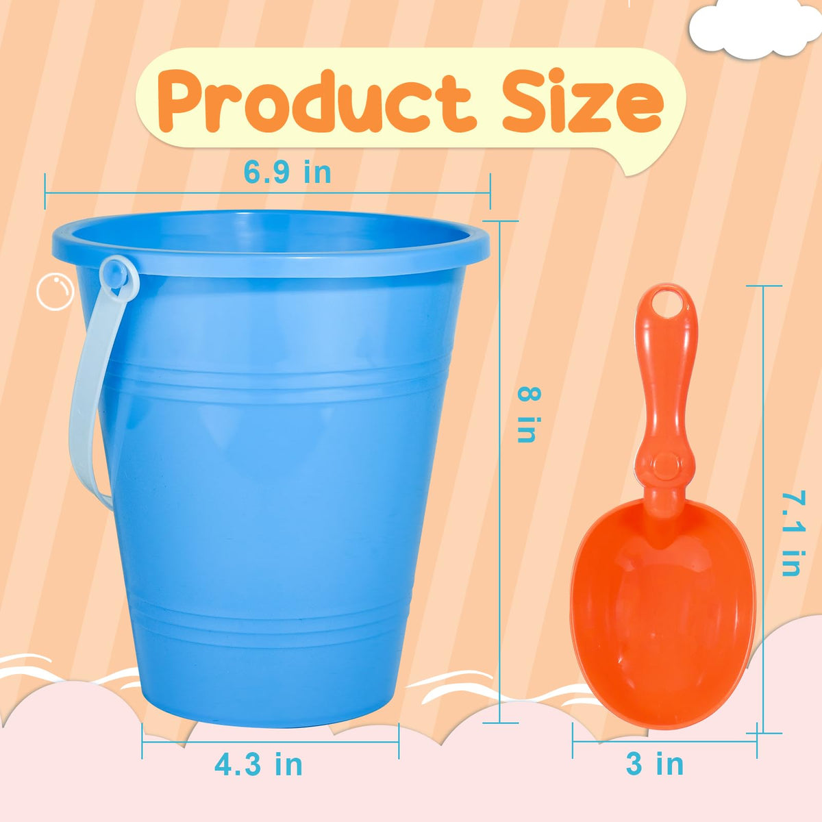 Beach Toys Sand Toys Beach Shovels Beach Pail Set for Kids Summer Beach Essentials Outdoor Sand Play Fun Activities Beach Pails & Shovels
