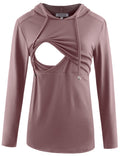 GINKANA Women's Nursing Sweatshirt Long Sleeves Breastfeeding Hoodies Top for Pregnant Women Shirt,Mauve,M