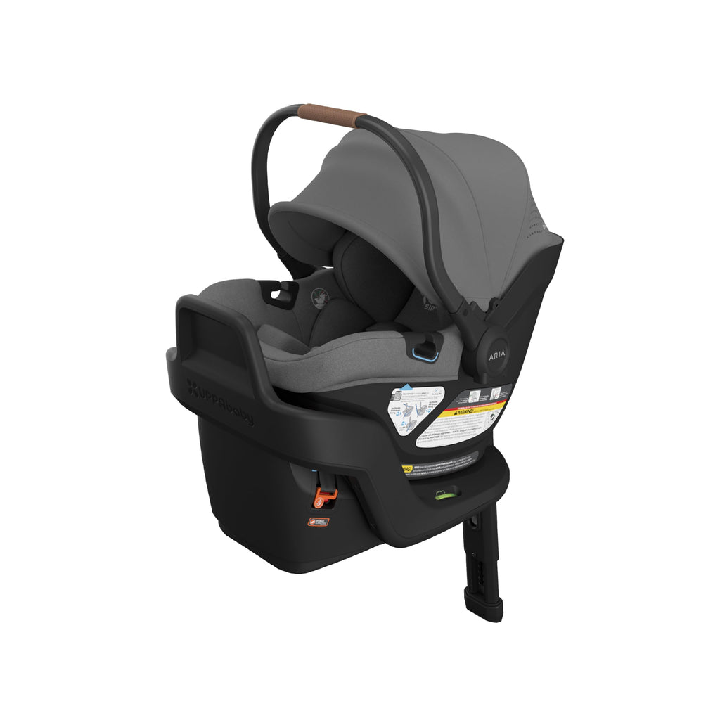 UPPAbaby Aria V2 Lightweight Infant Car Seat - Load Leg + Anti-Rebound Panel - Infant Insert + All-Weather FootCover Included - Direct Stroller Attachment - Greyson (Charcoal Mélange)