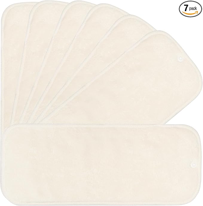 7 Pack Inserts with Snap - Reusable and Absorbent - Perfect for Any Diaper - Nora's Nursery