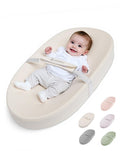 COMOMY Baby Changing Pad with Wipeable & Waterproof PU Cover, Contoured Diaper Changing Pad for Dresser with Non-Slip Safety Belt, Portable and Lightweight, Large Cushioned Foam, Beige