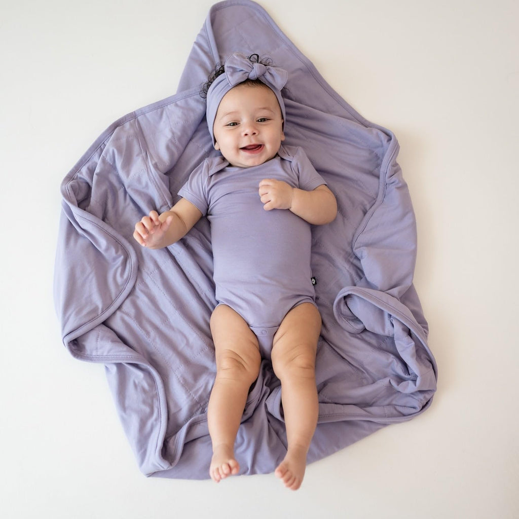 KYTE BABY Unisex Bodysuits, 2-Pack Short Sleeve Baby Bodysuits, 97% Rayon made from Bamboo, 3% Spandex (0-3 Months, Blush + Taro)