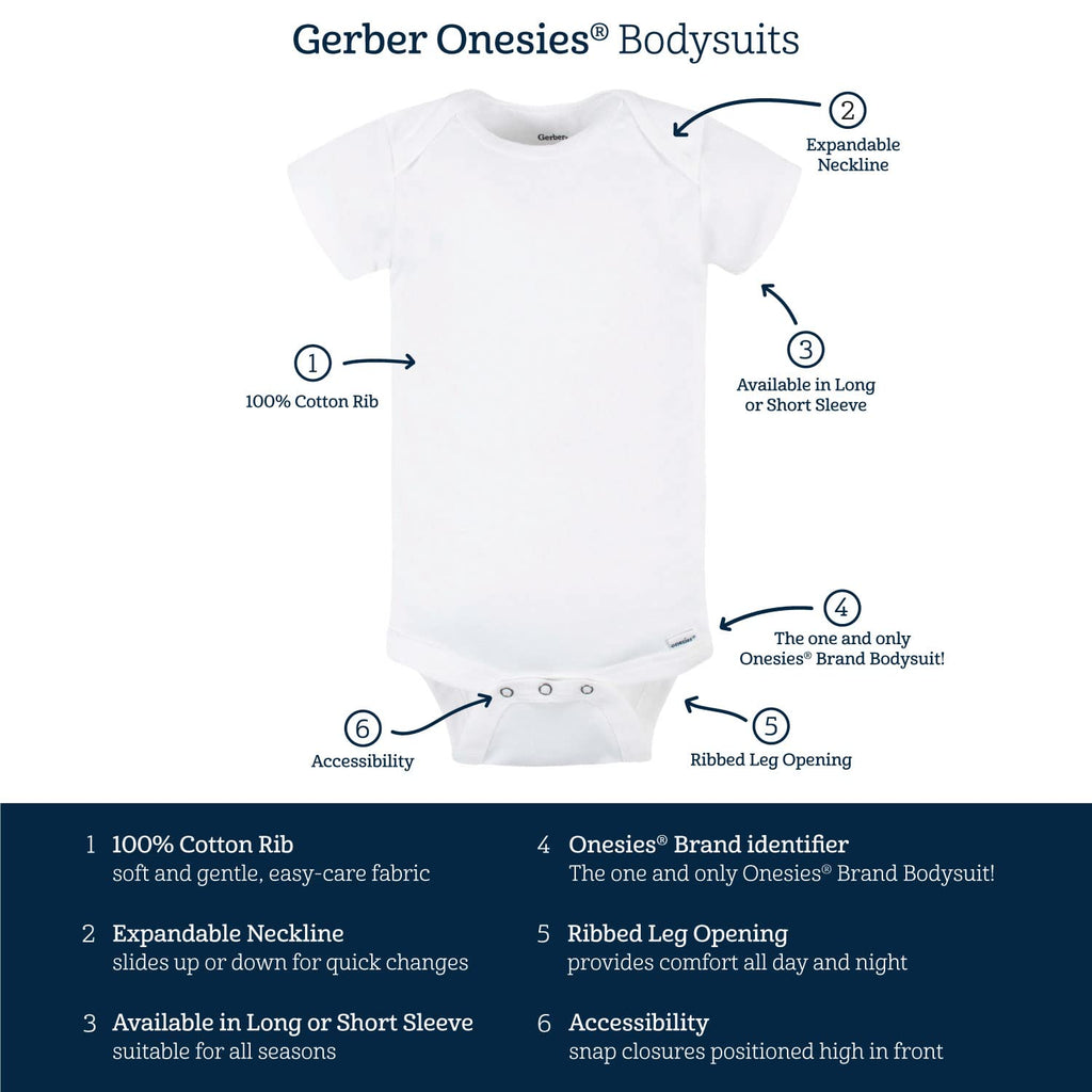 Gerber Baby 8-Pack Short Sleeve Onesies Bodysuits, Animals Green, Newborn