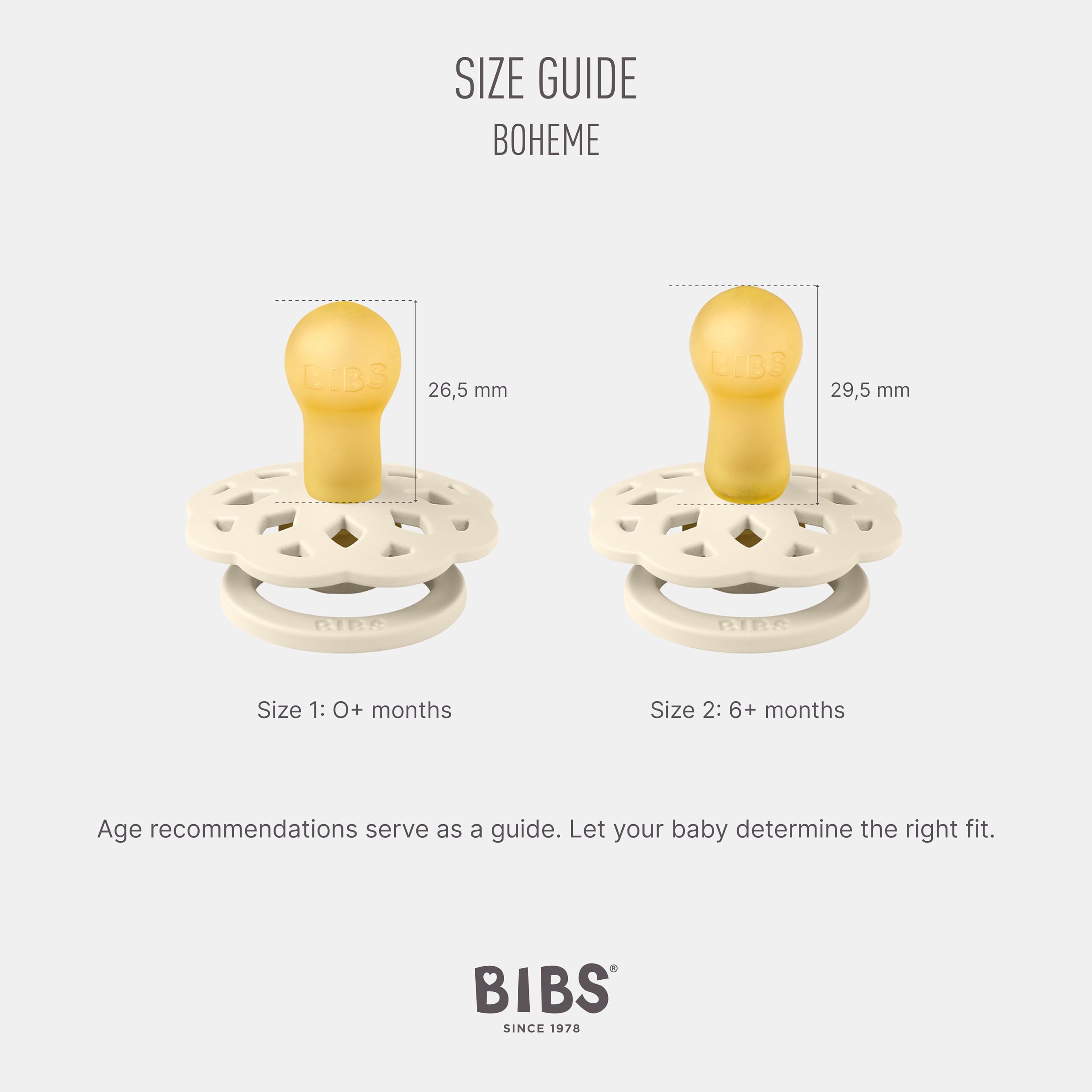 BIBS Boheme Soother 4-Pack. BPA Free Dummy Pacifier, Round Nipple. Natural Rubber Latex, Made in Denmark. 0-6 Months (Pack of 4), Peach Mix