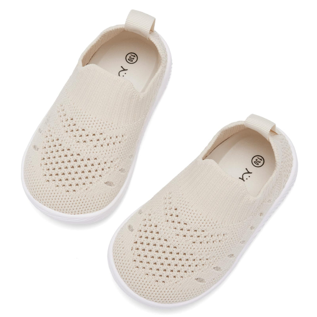 MORENDL Toddler Shoes Baby Walking Sock Shoes Non-Slip Breathable Boys & Girls Sneakers Infant Tennis Shoes Mesh Khaki Size 8