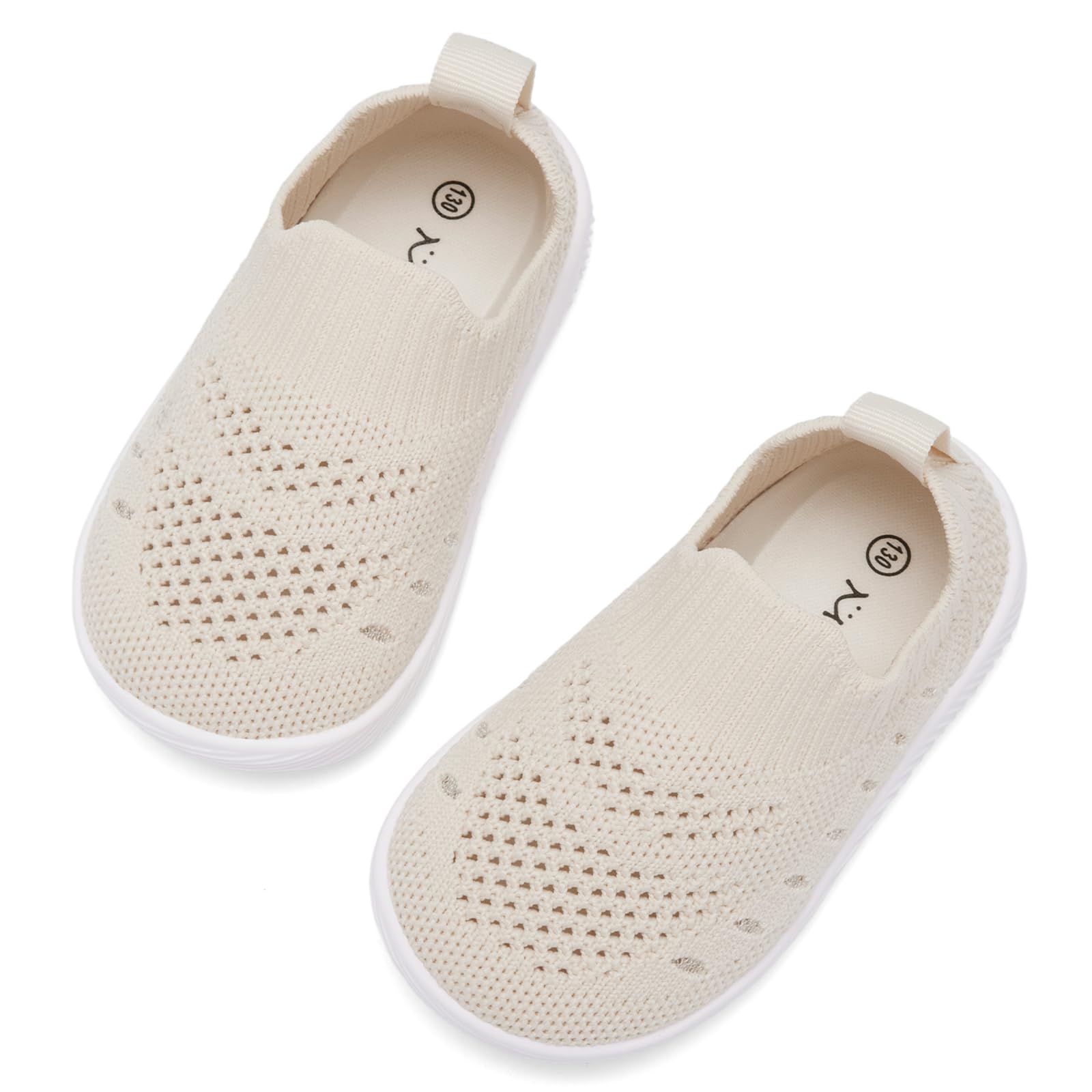 MORENDL Toddler Shoes Baby Walking Sock Shoes Non-Slip Breathable Boys & Girls Sneakers Infant Tennis Shoes Mesh Khaki Size 8