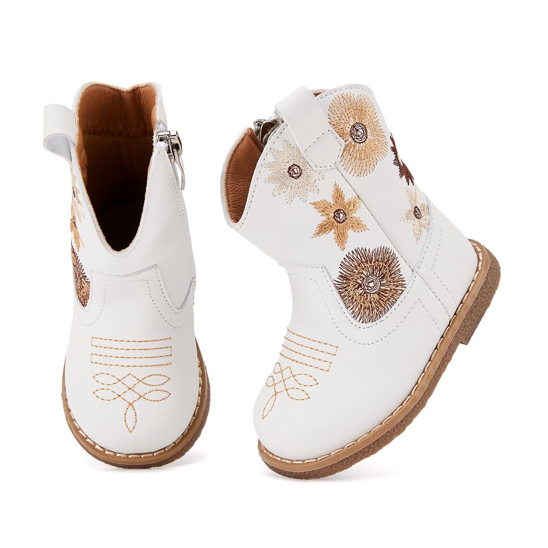 BMCiTYBM Baby Cowboy Boots Infant Cowgirl Western Shoes White 12-18 Months