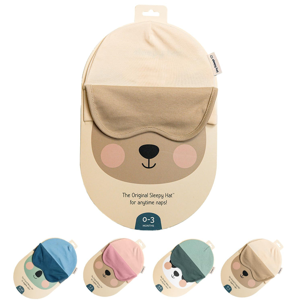Sleepy Hat The Original Baby Sleep Mask & Soft Eye Shade – Newborn Hat, Sun Hat & Beanie for Travel, Home Yellow – 6-12M