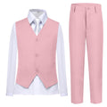 Lycody Boys Suit Vest Set Formal Dress Suits Wedding Outfit, Pink, 3T