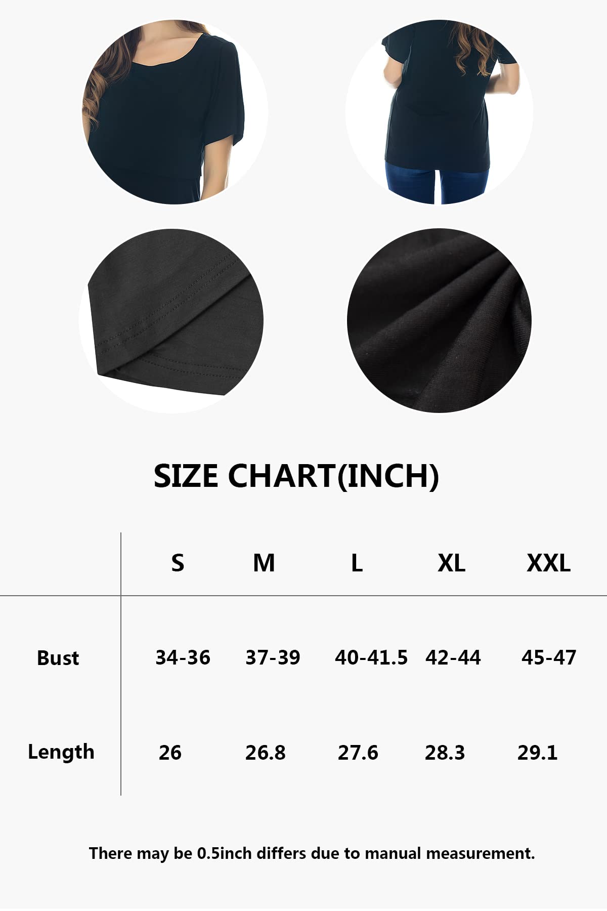 Smallshow 3 Pcs Maternity Nursing T-Shirt Nursing Tops,Brown-Black-Grey,XX-Large