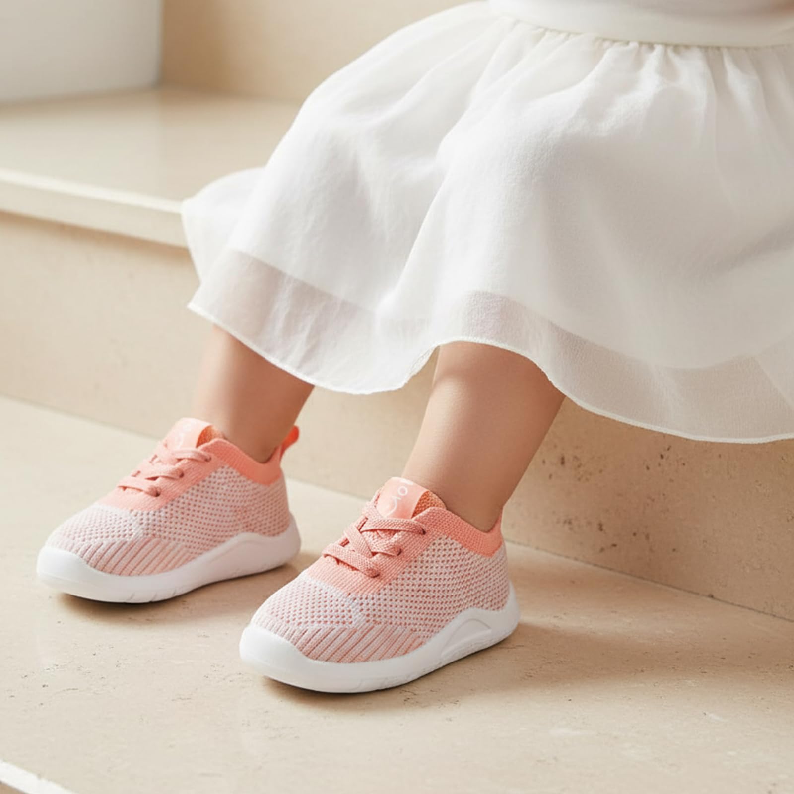 MORENDL Toddler Shoes Baby Walking Sock Shoes Infant Sneakers Boy Girl Barefoot Tennis Shoe Non-Slip Brethable Mix Orange Size 7