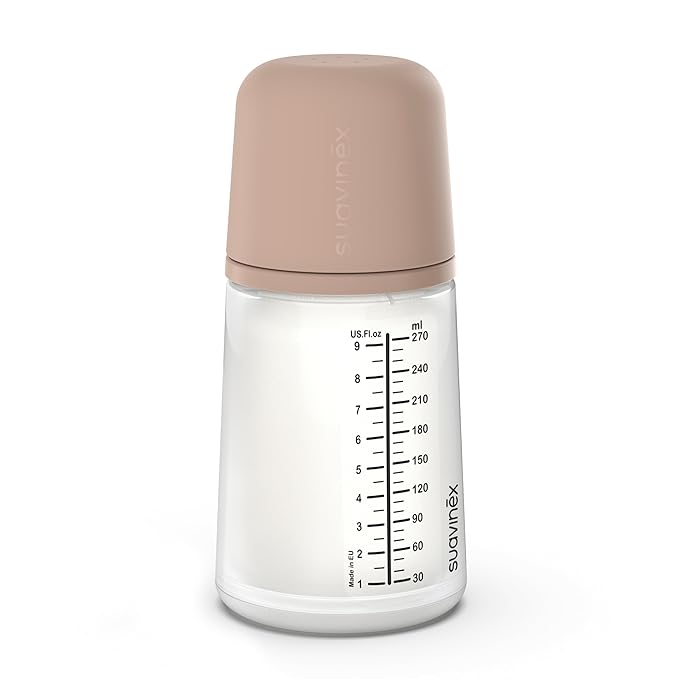 Suavinex Zero Zero Anti Colic Baby Bottle, No 1 Spanish Baby Bottle Brand, Minimizes Bottle Rejection & Nipple Confusion, Perfect for Breastfeeding Babies, 9 oz, Medium Tone, Medium Flow