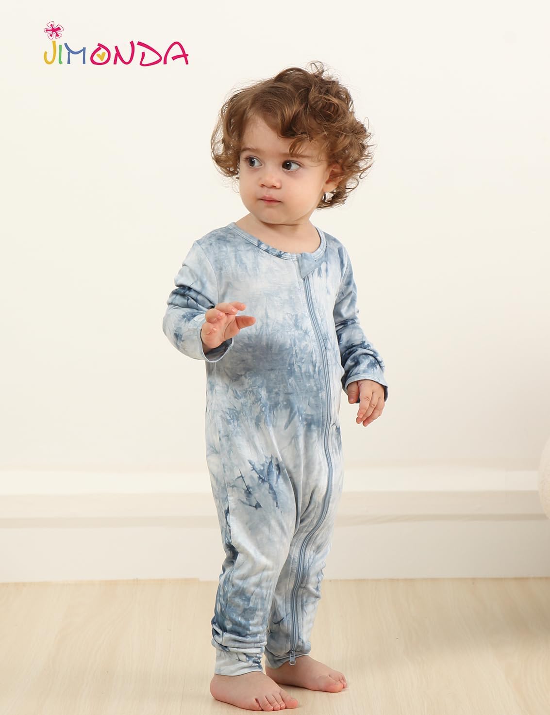 Jimonda Baby Girl Boys Bamboo Rayon Pajamas,Footless Pjs(Dino&Blue,9-12 M)