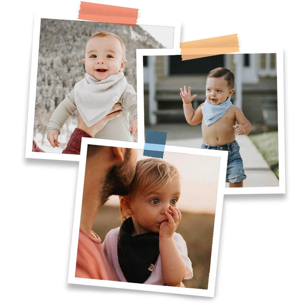 Kishu Baby Indi Organic Baby Bandana Bibs – Fairtrade 4-Way Reversible Drool Bibs for Boys & Girls – Unisex (Set of 5) (Pacifica)