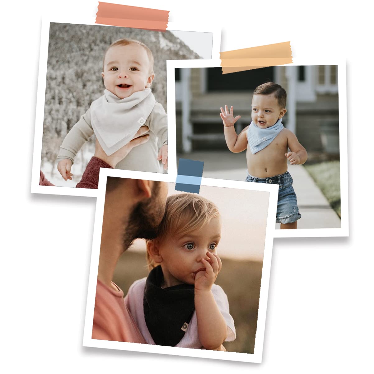 Kishu Baby Indi Organic Baby Bandana Bibs – Fairtrade 4-Way Reversible Drool Bibs for Boys & Girls – Unisex (Set of 5) (Pacifica)