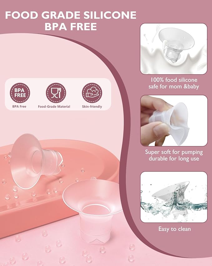 Upgraded Flange Inserts 13mm for 24mm Flange/Shield of Most Pumps Compatible with Momcozy/Medela/Spectra/eufy/Elvie/Lansinoh/TSRETE/Paru Breast Pump, Reduce 24mm Nipple Tunnel Down to 13mm, 4PCS