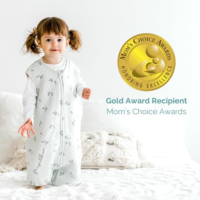 Tealbee Dreamsuit Toddler Sleep Sack with Feet – Walker Sleep Bag with Legs, Rayon made from Bamboo, Summer 0.8 TOG, 2-Way Zipper, 12m-2T - Croissant