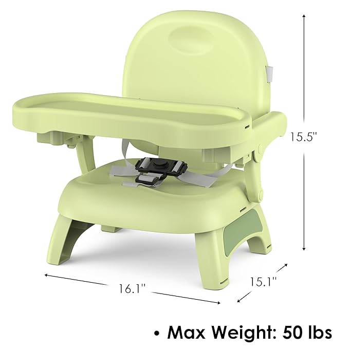 Bella's Friends 3-in-1 Toddler Booster Seat for Dining Table and Kitchen Chair with Adjustable Tray and Safety Straps, Foldable&Portable Baby Seat for Travel, Feeding, and Floor Use