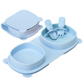 yahaa Foldable Baby Plates with Suction with Forks and Spoons, Baby Blue