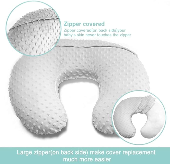 iEvolve Minky Nursing Pillow Cover Breast Feeding Pillow Cover Slipcover U Shape for Baby Boy Girl,Cover Only(Pillow & Pad Cover Silvergrey, Pack of 2)