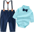 Boarnseorl Baby Boys Pants Sets,Toddler Gentleman Outfits, Infant Long Sleeve Shirt + Pants + Bow Tie + Suspenders