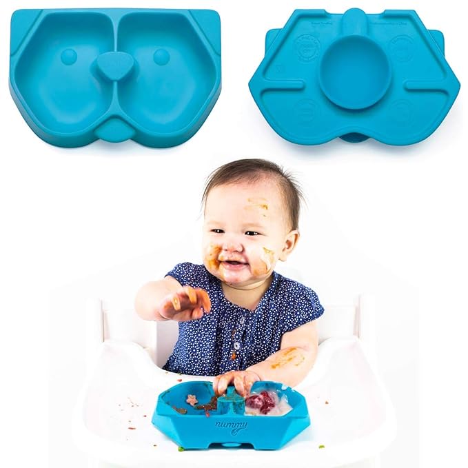 Nummy BOWL - Pure Silicone Bowl with Hidden Suction Cup for Babies and Toddlers | BPA and Phthalate Free | Microwave and Dishwasher Safe | Great Baby Gift (Blue, Puppy Pal Collection)
