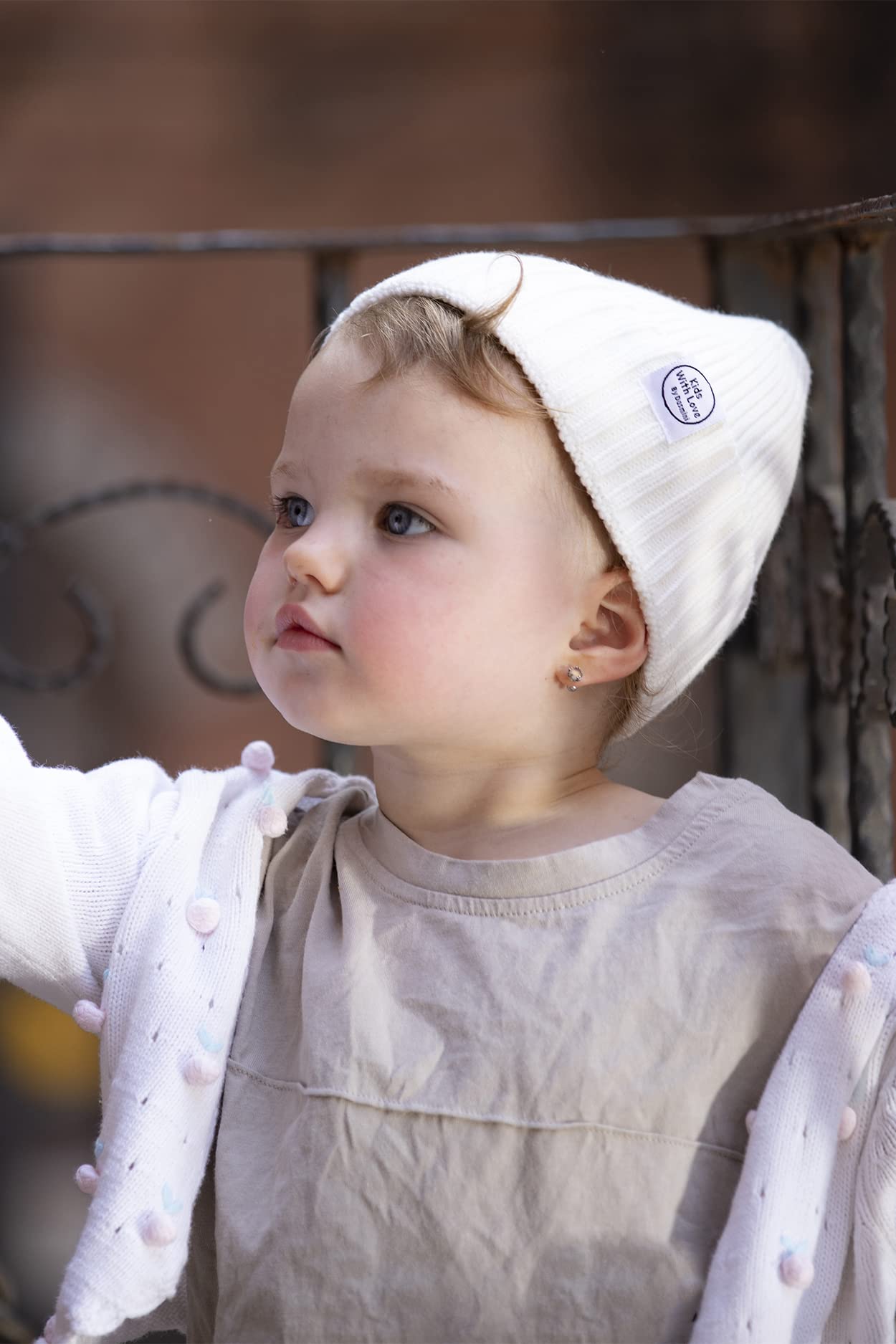 DASMINI Baby Beanie Toddler Winter Hat Infant Babies Newborn Kids Beanies Knit Hats Girl Boy (Ivory, 0-6mth)