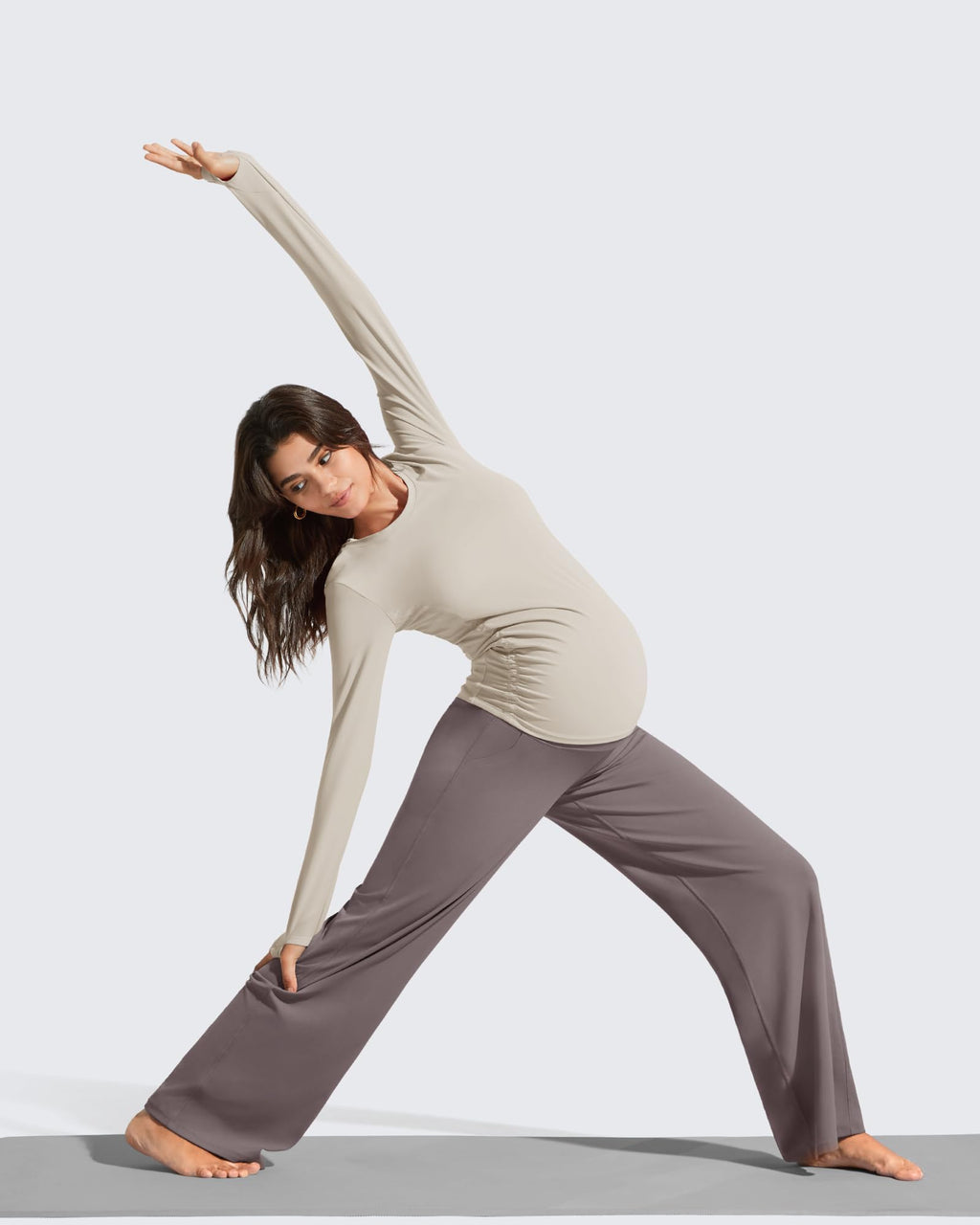 G4Free Pregnancy Pants with Pockets Maternity Clothes,Taupe,XL,Tall