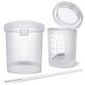 haakaa Silicone Measuring & Feeding Lidded Cup(pre-sterilised)-25ml-2pcs, 3-in-1 Colostrum Collection Cup for Collect, Store & Feed, Premium Silicone Maded, with Tube Cleaning Brush