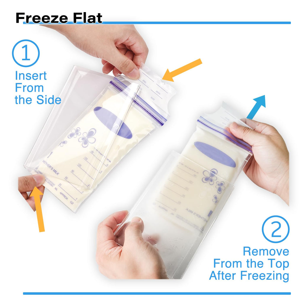 Ugotfeels 2 Pack Breastmilk Storage Bags Container with Freezer Flattener