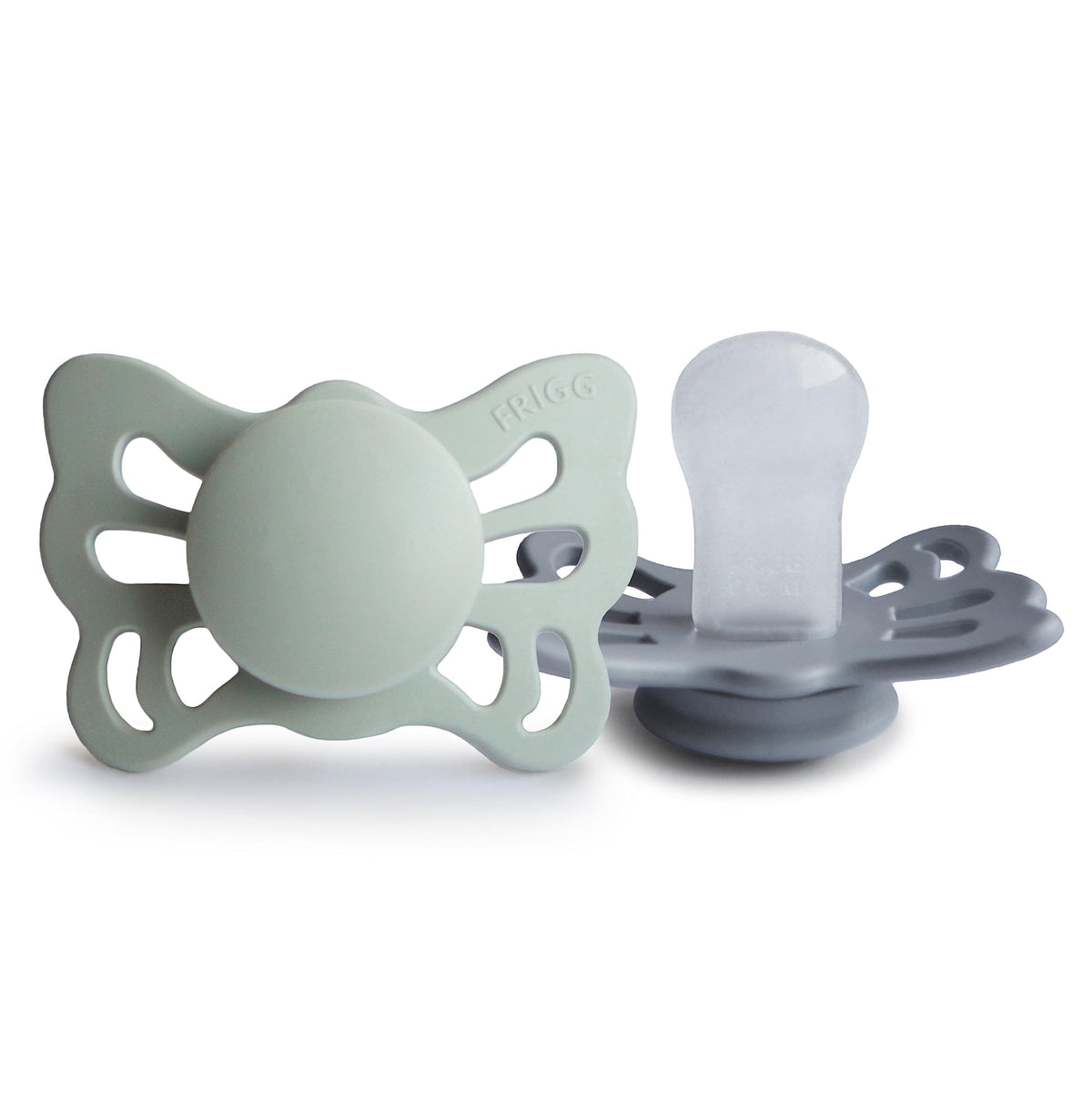 FRIGG Butterfly Anatomical SilkySoft Silicone Baby Pacifier | Made in Denmark | BPA-Free (Cedar/Baby Pink, 0-6 Months)