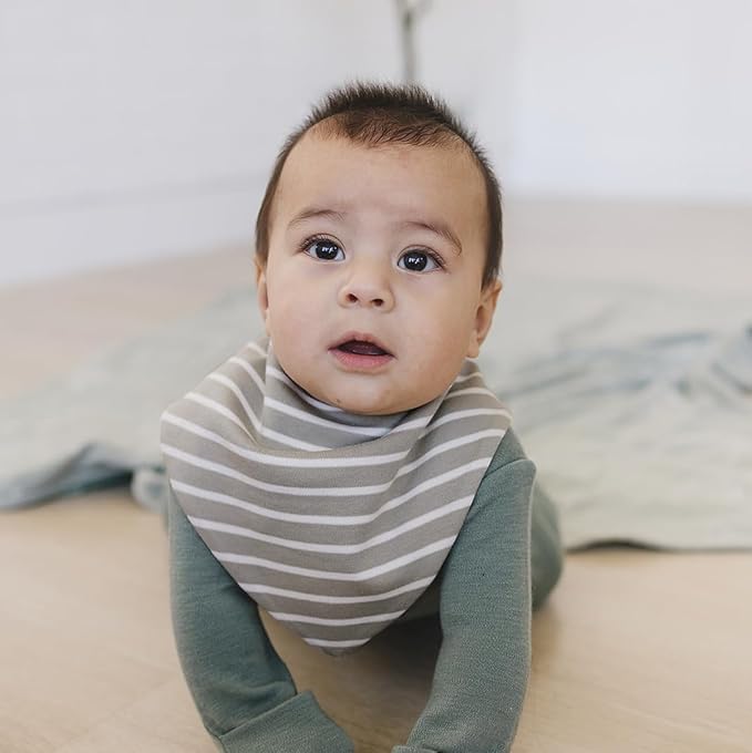 Woolino Merino Wool Baby Bibs - Highly Absorbent Bandana Bib with Cotton Outer Layer and Merino Wool Inner Layer - Pack of 2