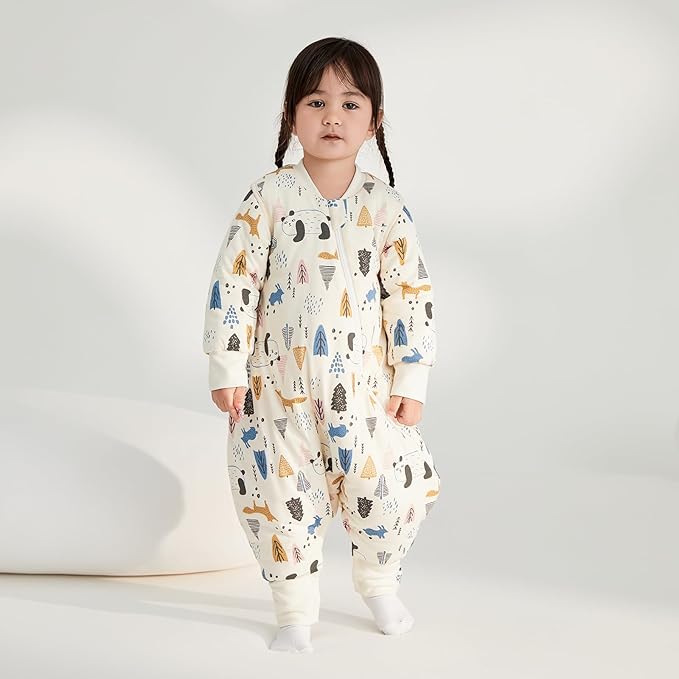 Duomiaomiao Unisex Baby Sleep Sack, 3.5 TOG Winter Cotton Toddler Sleeping Bag with Feet, 2-Way Zipper for Early Walkers