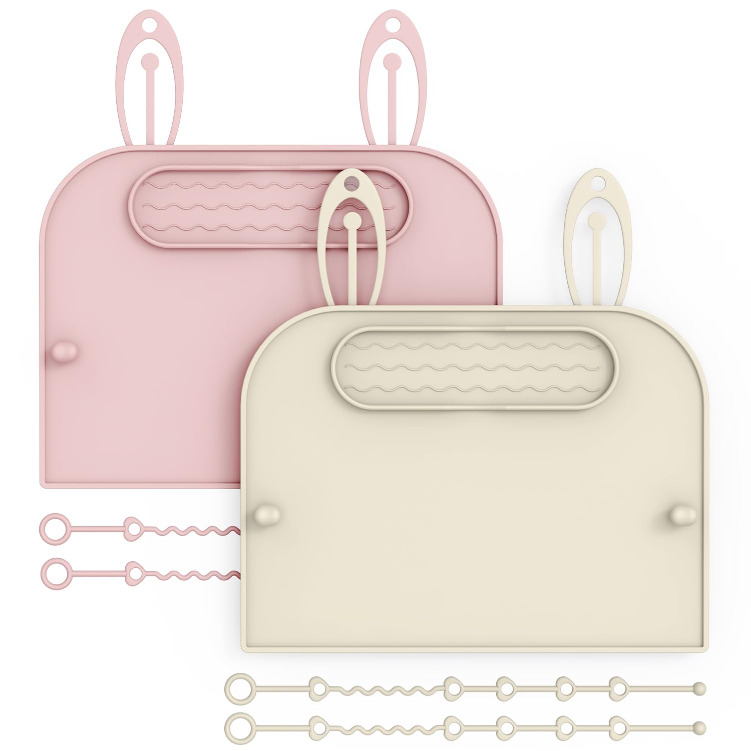 2Pack Silicone Placemats for Baby&Kid, Stain-Proof Non-Slip Baby Place Mat for Restaurant Highchair& Home Dining, Baby-led Food mats for Travel, Portable Toddler Table mat-Waterproof&Dishwasher Safe