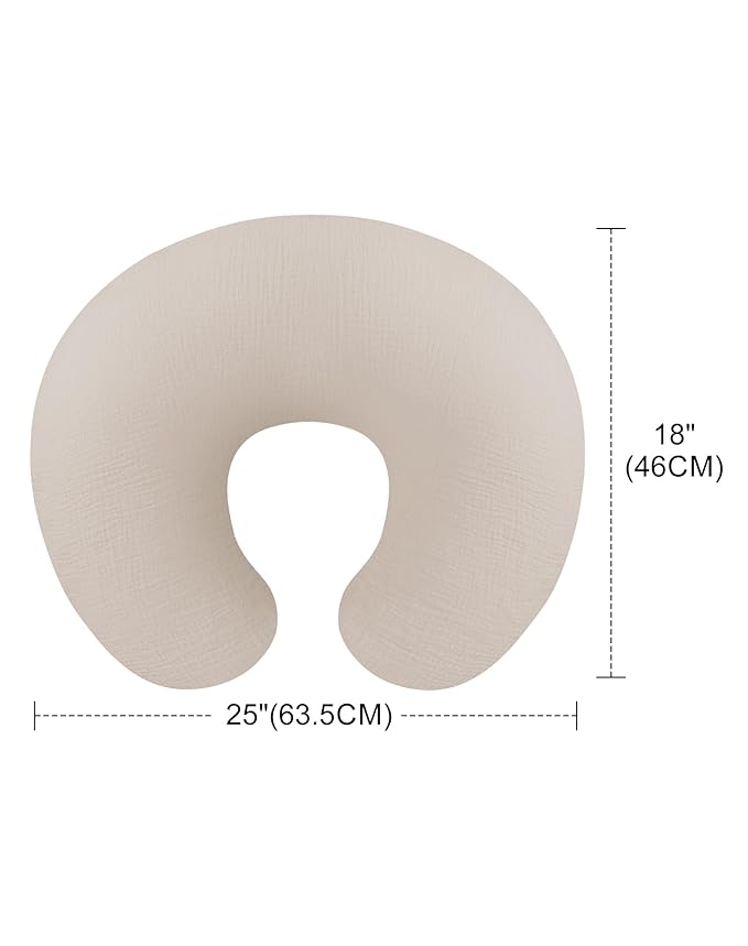 Nursing Pillow Covers 2 Pack, Muslin Nursing Cover for Breastfeeding Pillows, Comfortable for Baby Girls and Boys Covers (Flower-C & White)