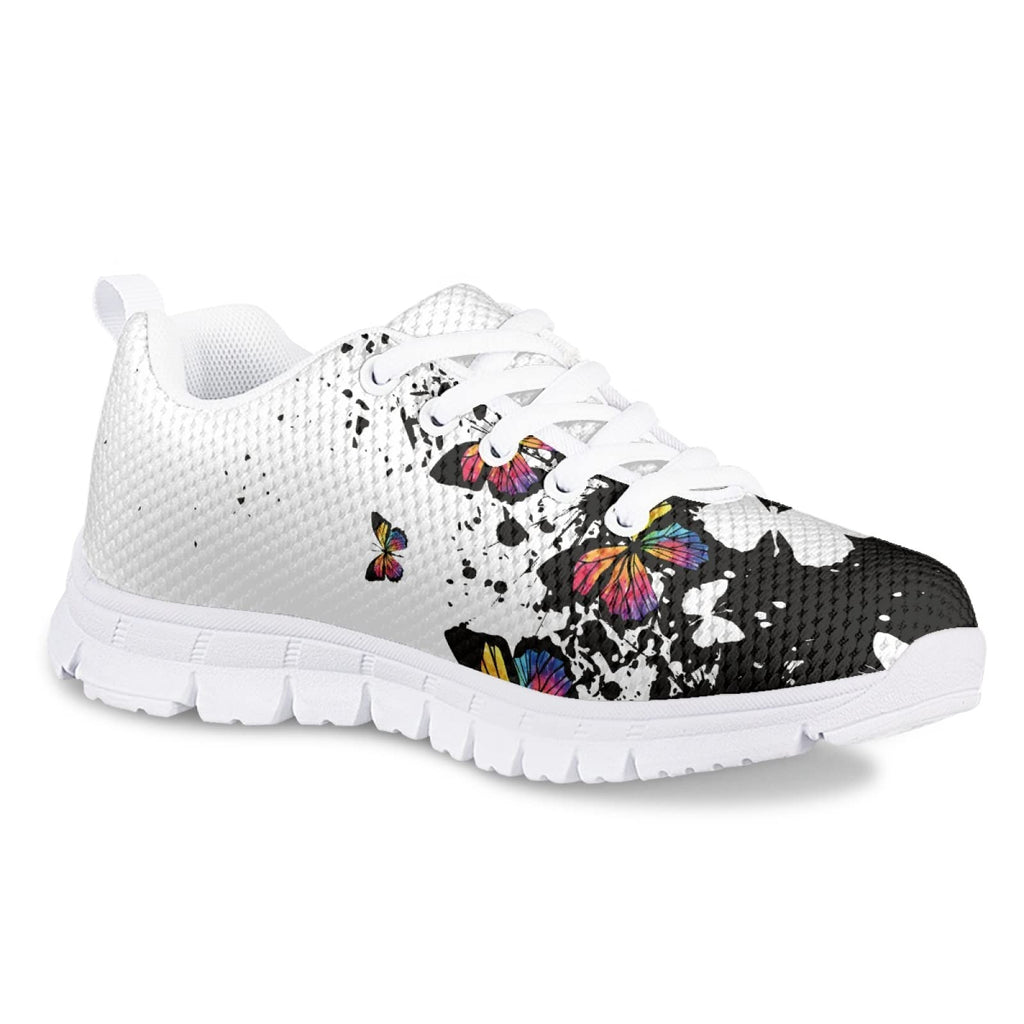 MARSVOVO First Shoes for Walking Boy Girl Lightweight Flexible Breathable Athletic Slip On Sneakers Comfortable Sport Learning to Walk Toddler Girl Sneakers White Black Butterfly Design Size 11 US
