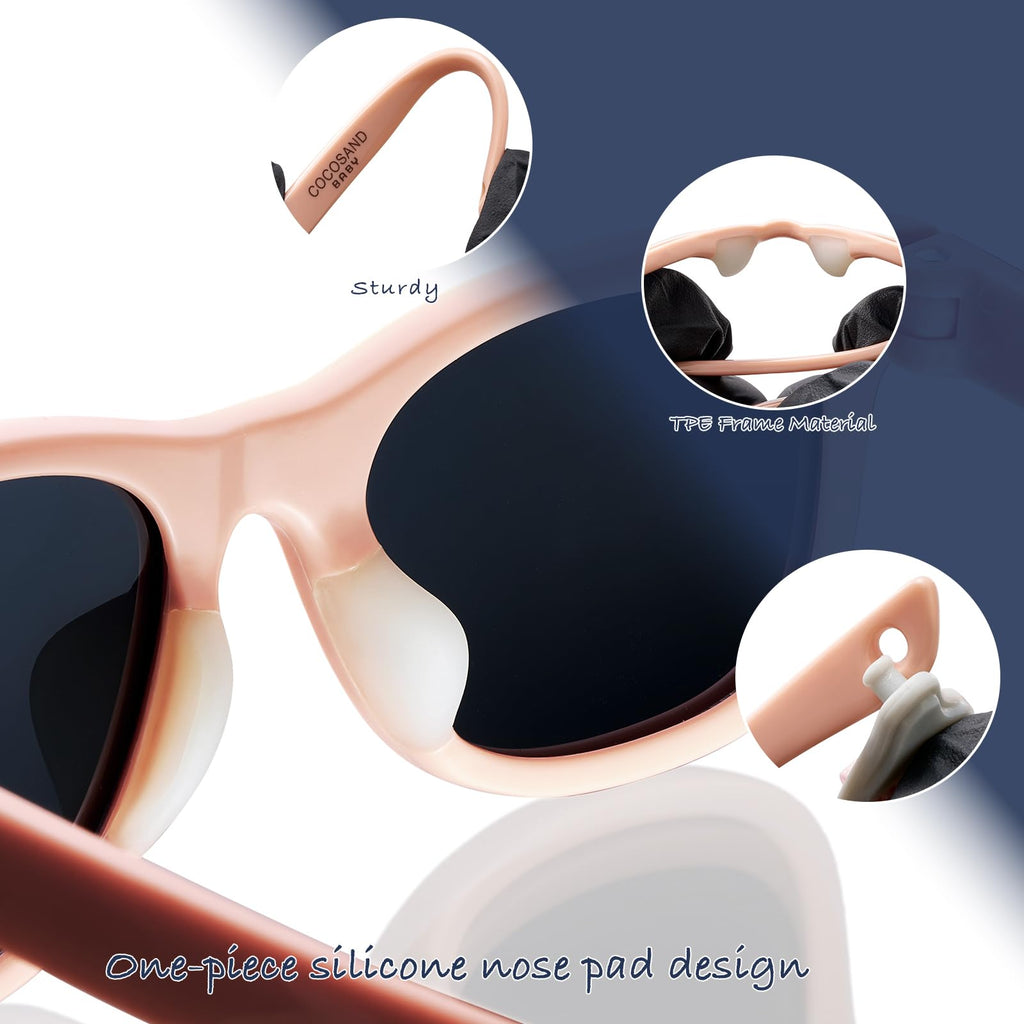 COCOSAND Flexible Polarized Baby Sunglasses with Strap & Silicone Nose Pads